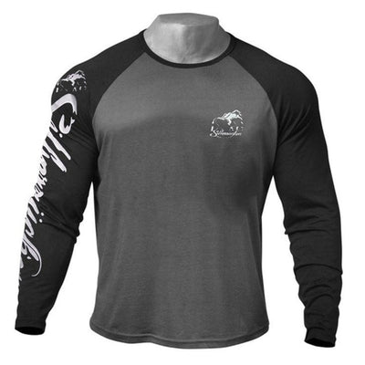 Fitness Sport Long sleeve t shirt Men Gyms Bodybuilding Workout Skinny Cotton Print T-shirt Male Autumn Casual Tee Tops Apparel